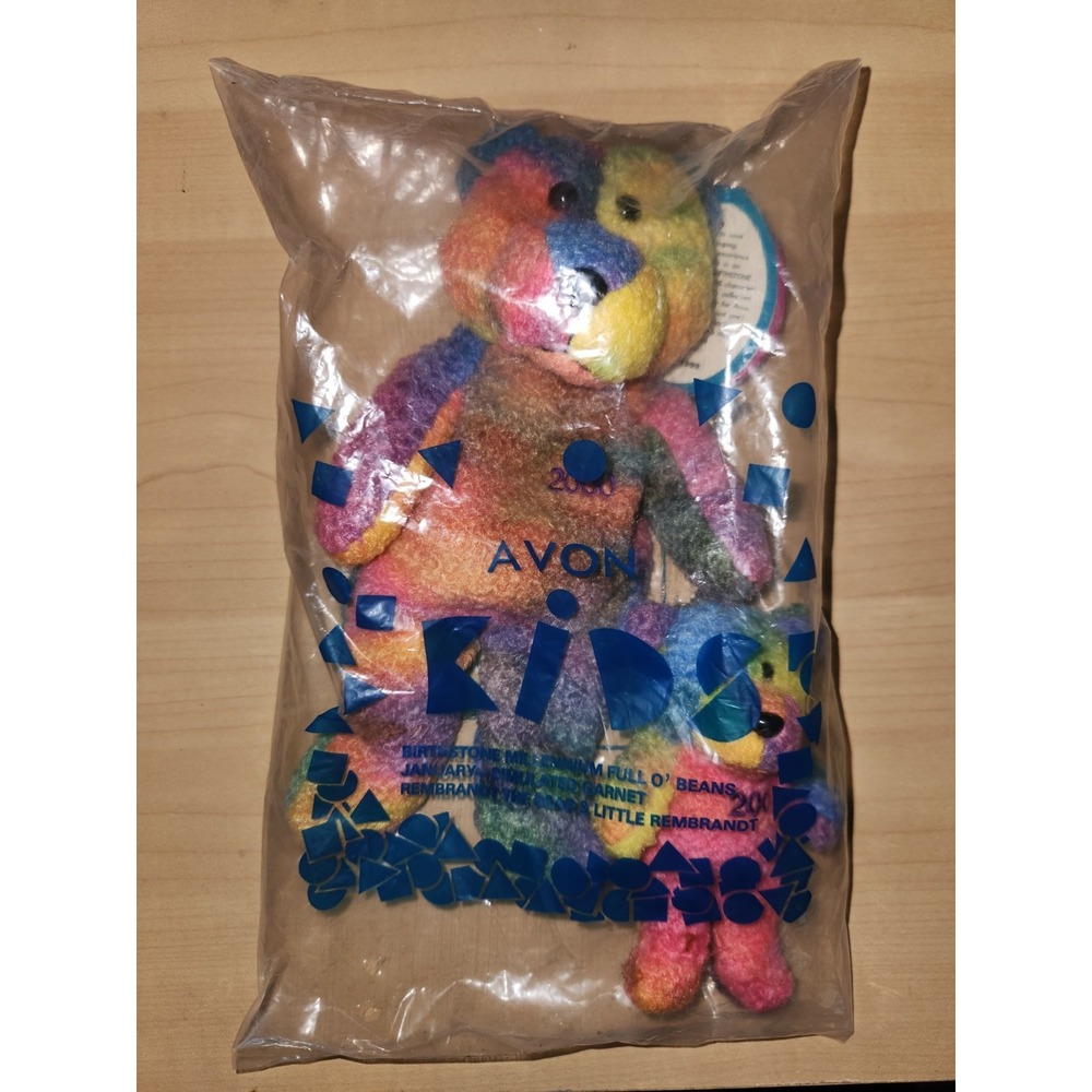 Avon Y2K‎ Tie Dye Teddy  Millennium 2000 with Small Teddy Keychain Garn-NEW